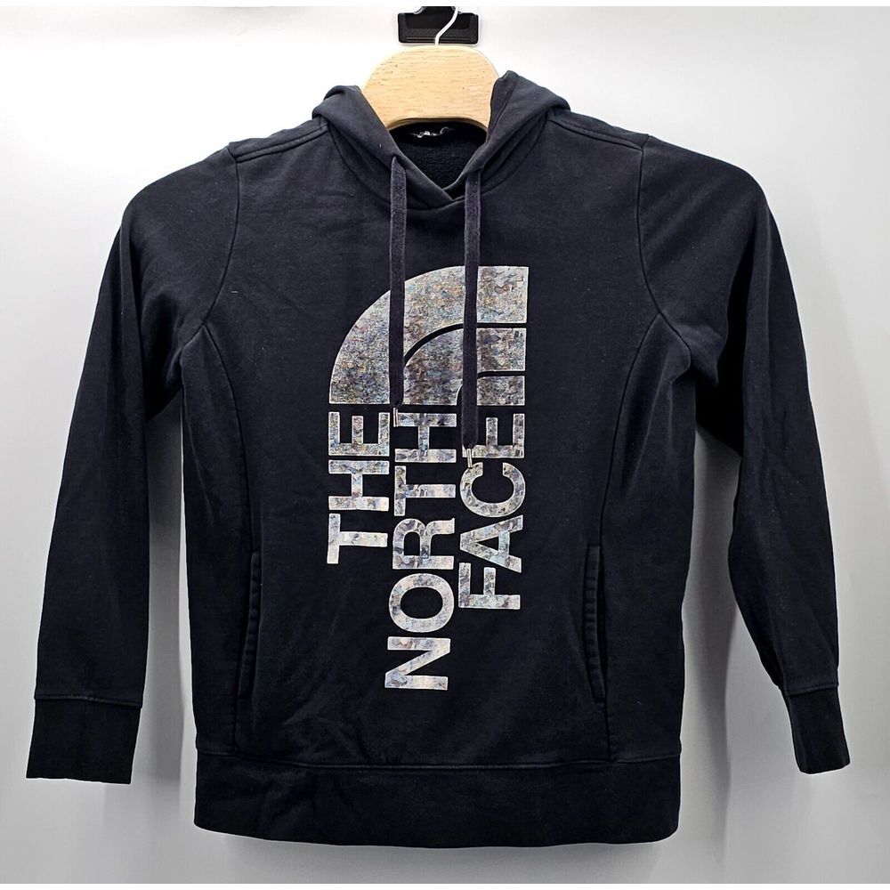 The North Face Hoodie Size Large Women Sweatshirt Black Full Zip Classic Stretch